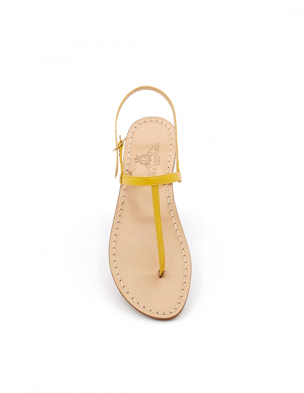 Mimosa Yellow Leather Capri Sandals