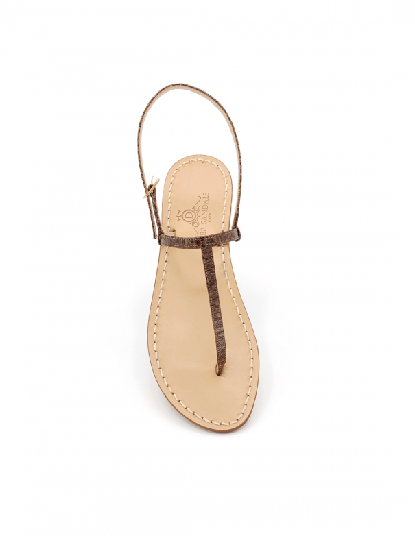 Brown Python Print Leather Capri Sandals