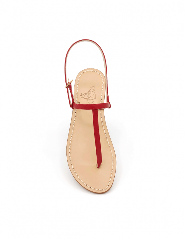 Red Leather Capri Sandals
