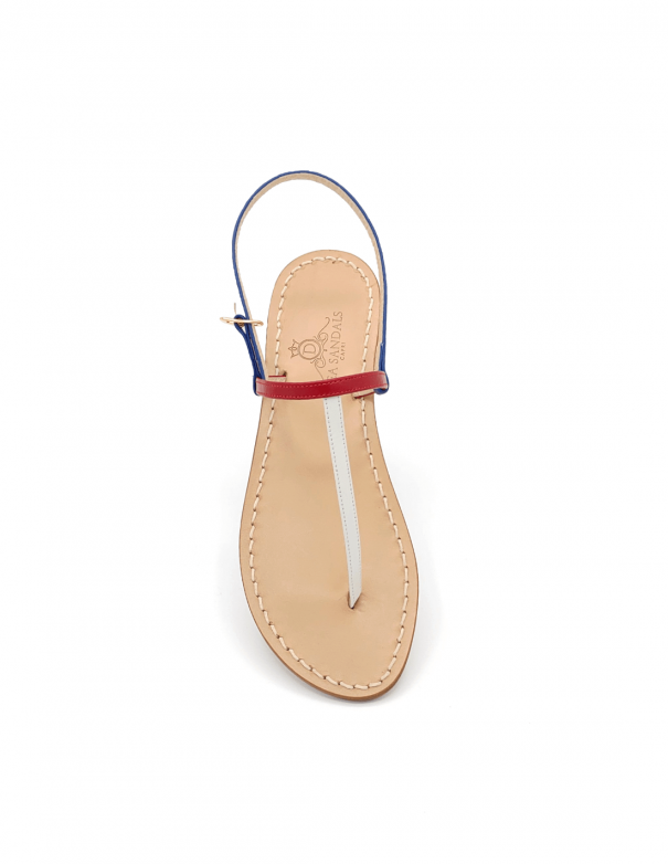 Tricolor Leather Capri Sandals