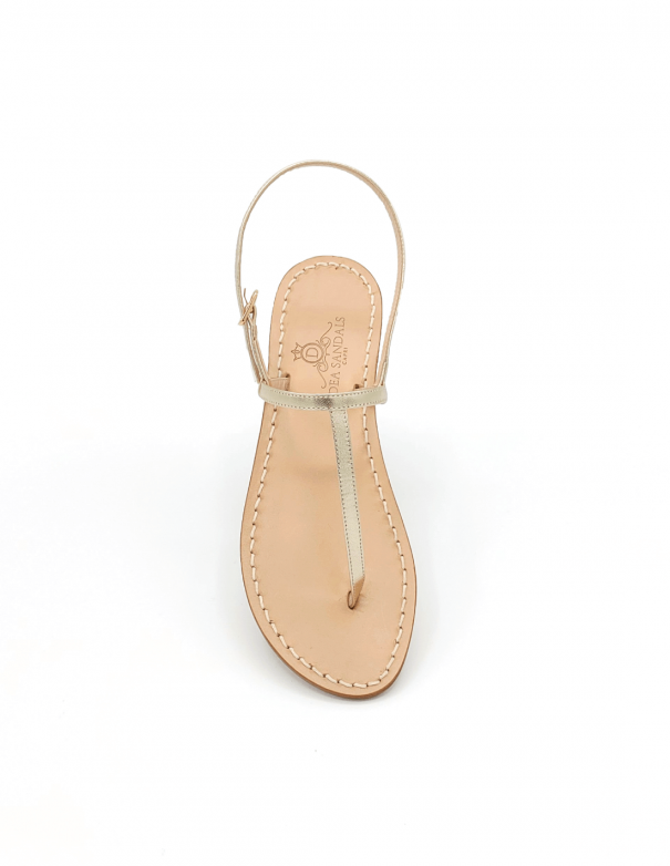 Laminated Gold Platinum Leather Capri Sandals