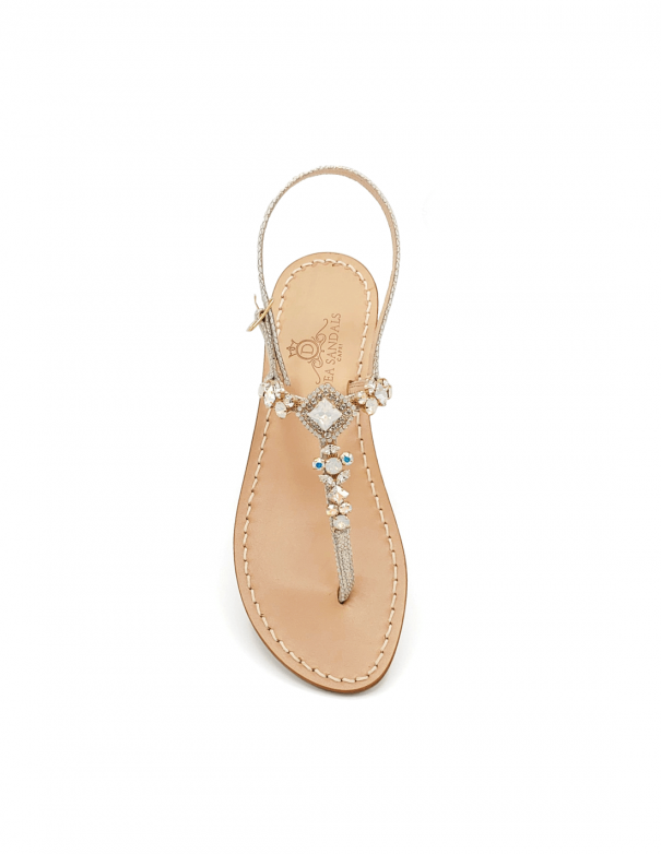 Villa Emma white jewel thong sandals