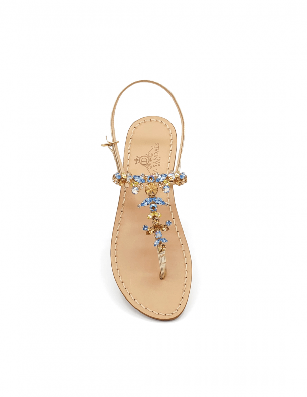 Scopolo Blue Brown Jeweled Sandals
