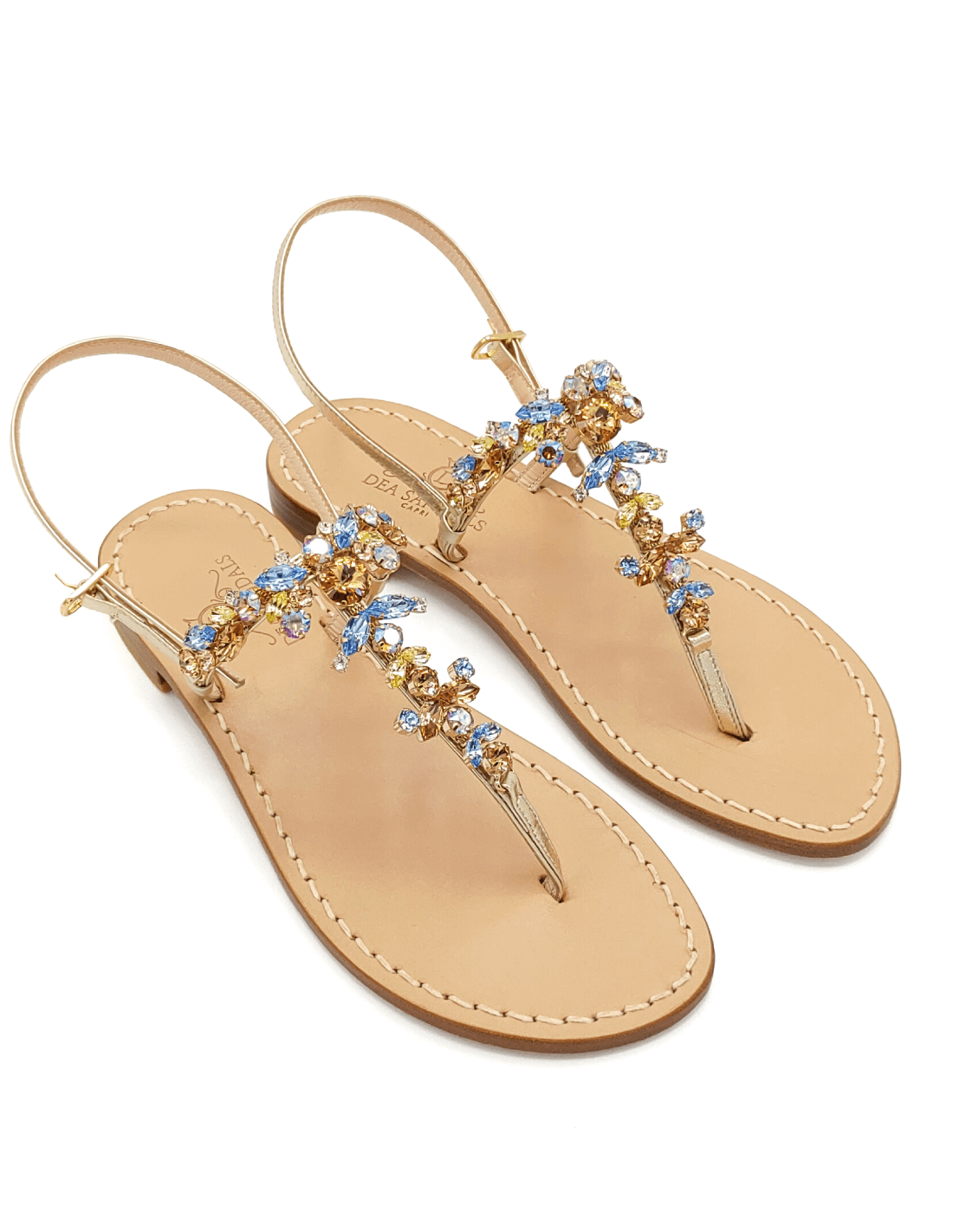 Scopolo Blue Brown Jeweled Sandals Flip-flop model
