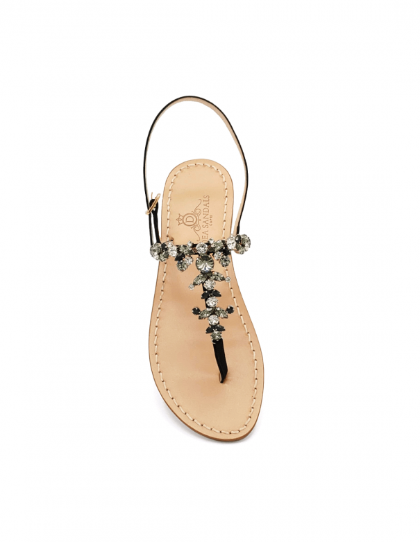 Scopolo Black Suede Jeweled Sandals
