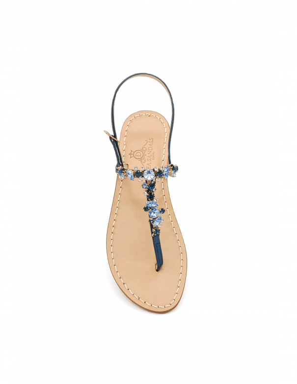 Licampi Blu Navy jewel thong sandals