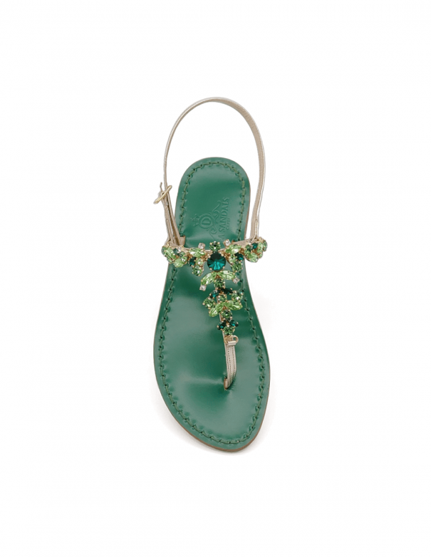 Scopolo Green SV Jeweled Sandals