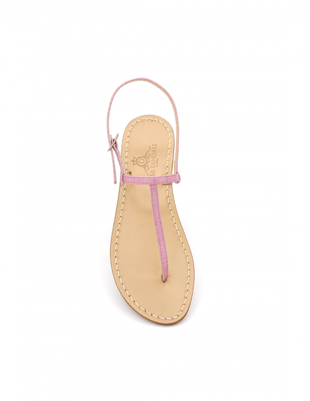 Pink Print Leather Capri Sandals