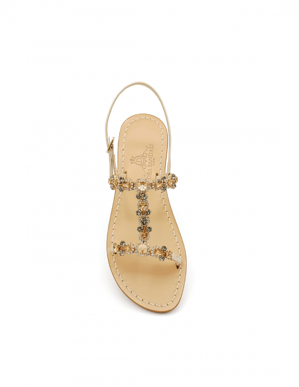 Queen H Gold Amber Jewel Sandals