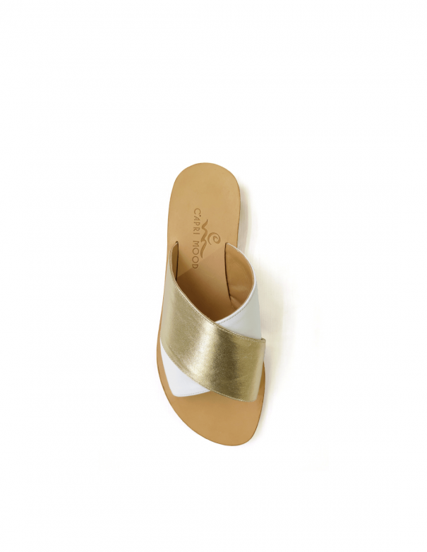 Solange sandals White and gold laminate