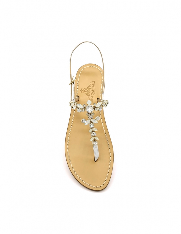Scopolo White Jeweled Sandals