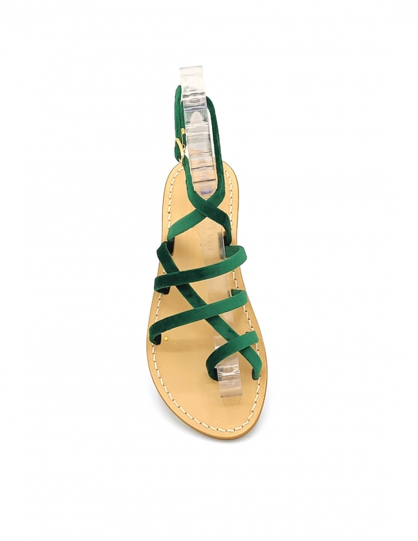 Calliope Green Velvet Sandals